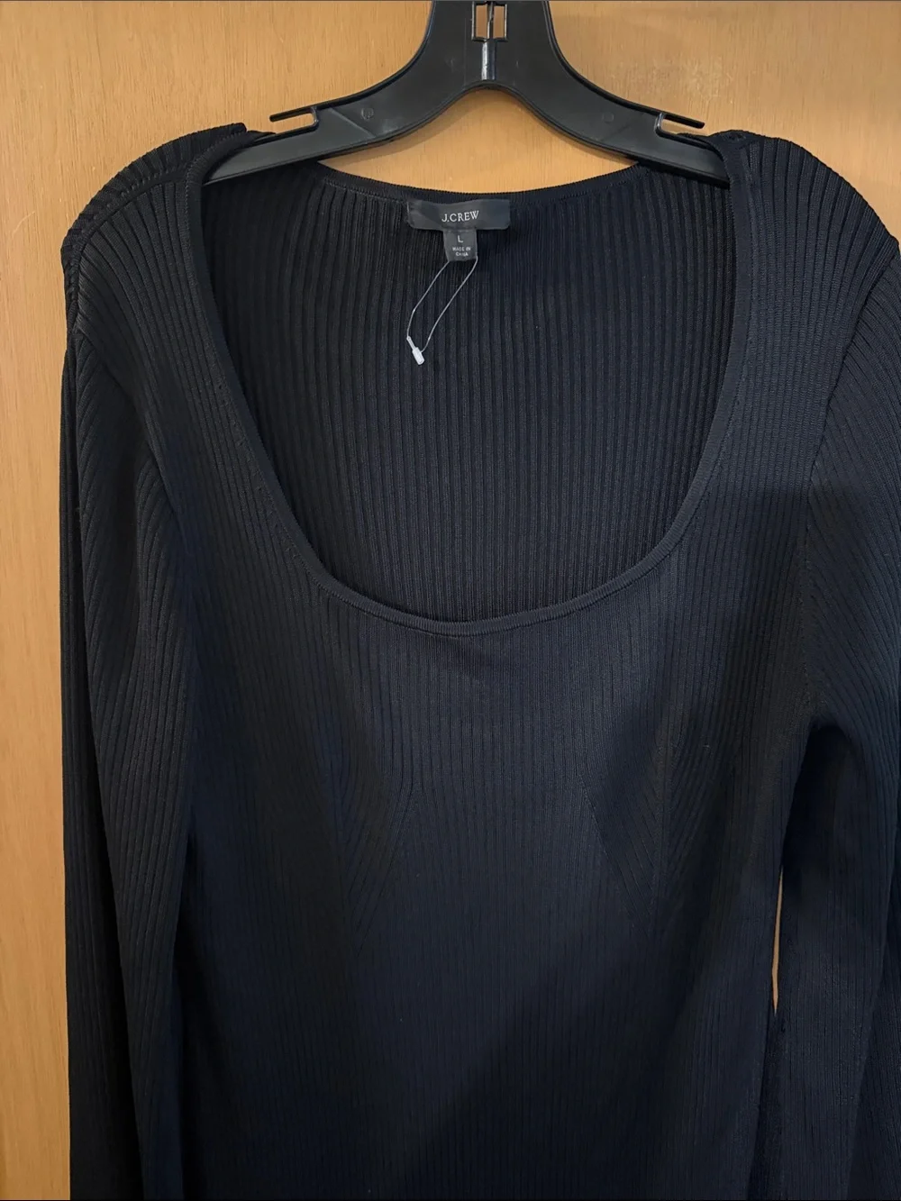 J. Crew Women’s Ribbed Squareneck Long Sleeve Midi Sweater Dress Black Large
